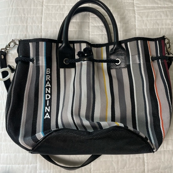 BRANDINA The Original Canvas & Leather Top Handle Crossbody Bucket Bag Tote - Picture 13 of 16